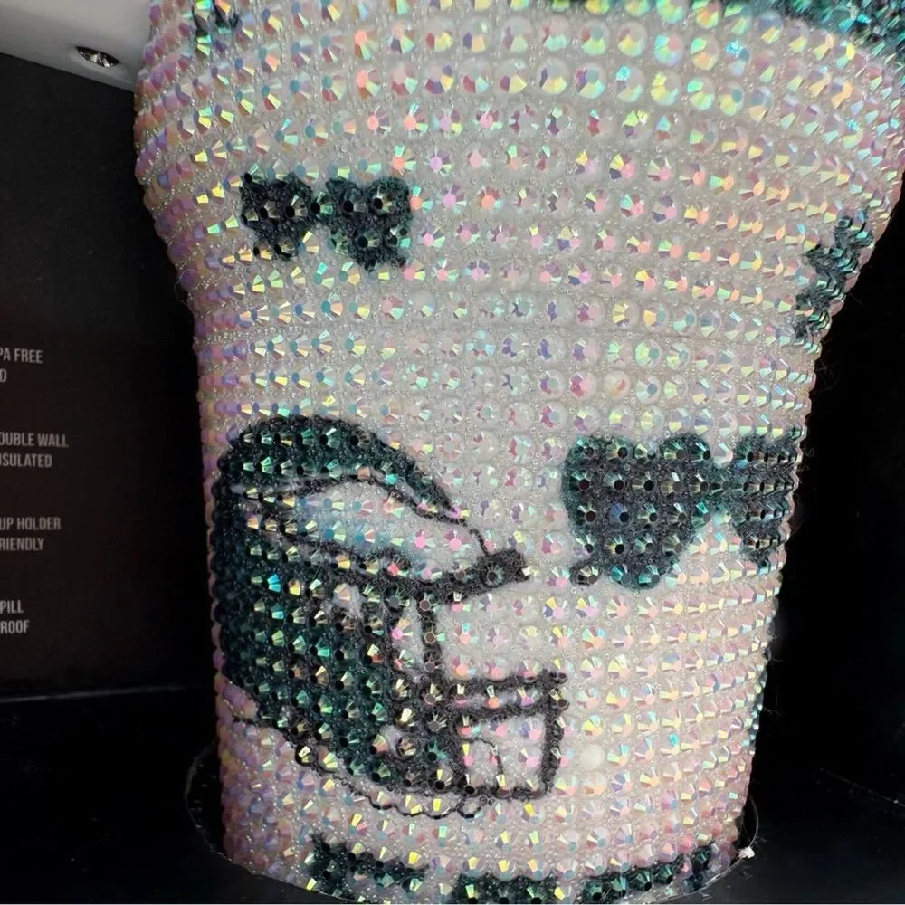 NFL Philadelphia Eagles Bling Colossal Tumbler 40 oz White Bedazzled Iridescent